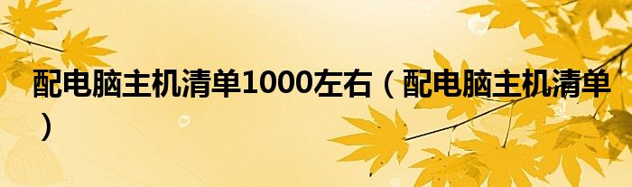 配电脑主机清单1000左右（配电脑主机清单）