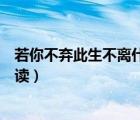 若你不弃此生不离什么意思（若你不弃此生不离全文免费阅读）