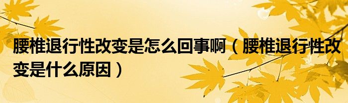 腰椎退行性改变是怎么回事啊（腰椎退行性改变是什么原因）