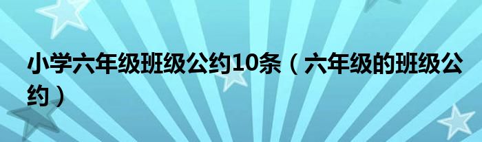 小学六年级班级公约10条（六年级的班级公约）