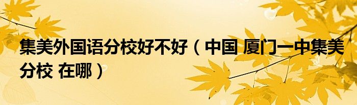 集美外国语分校好不好（中国 厦门一中集美分校 在哪）