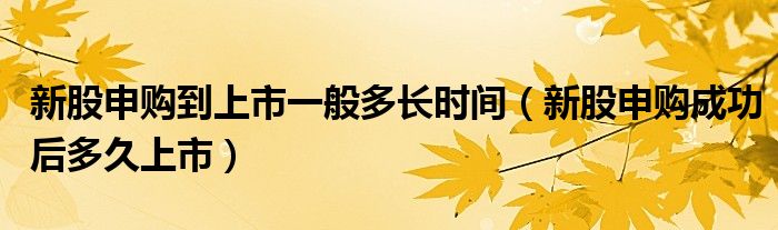 新股申购到上市一般多长时间（新股申购成功后多久上市）