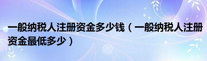 一般纳税人注册资金多少钱（一般纳税人注册资金最低多少）