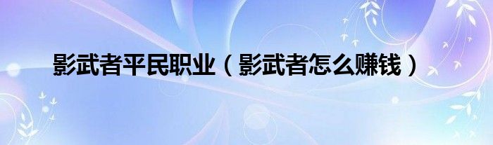 影武者平民职业（影武者怎么赚钱）