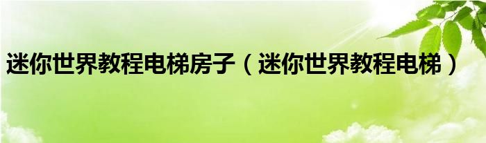 迷你世界教程电梯房子（迷你世界教程电梯）