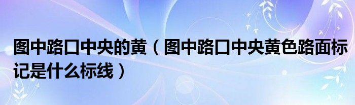 图中路口中央的黄（图中路口中央黄色路面标记是什么标线）