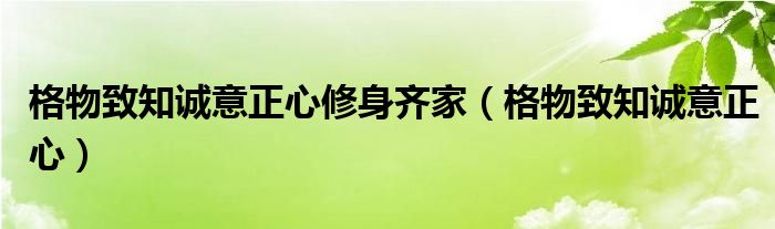 格物致知诚意正心修身齐家（格物致知诚意正心）