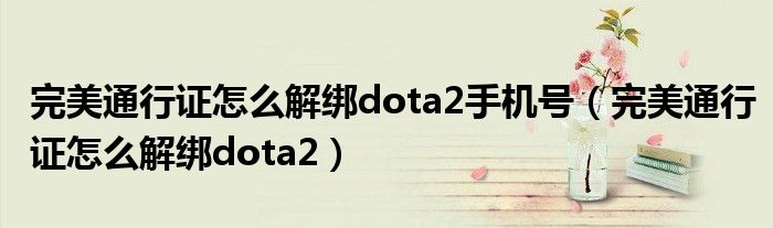 完美通行证怎么解绑dota2手机号（完美通行证怎么解绑dota2）