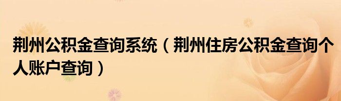 荆州公积金查询系统（荆州住房公积金查询个人账户查询）