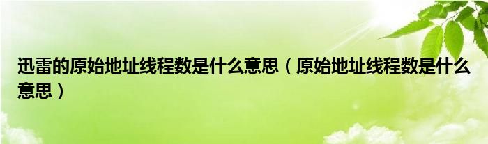 迅雷的原始地址线程数是什么意思（原始地址线程数是什么意思）