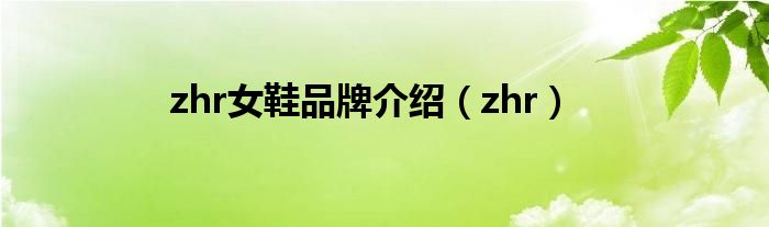 zhr女鞋品牌介绍（zhr）