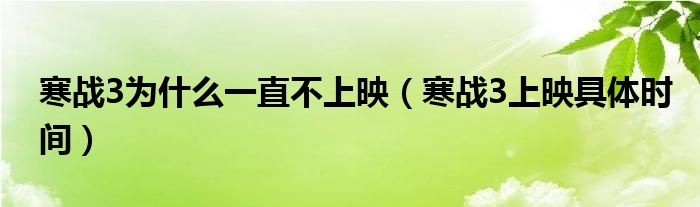 寒战3为什么一直不上映（寒战3上映具体时间）