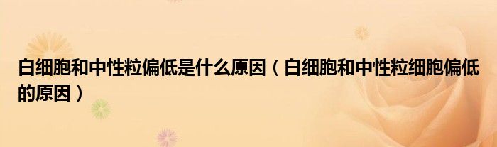 白细胞和中性粒偏低是什么原因（白细胞和中性粒细胞偏低的原因）