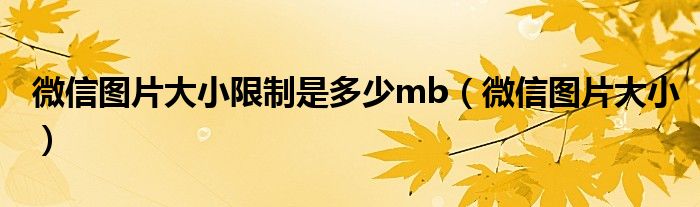 微信图片大小限制是多少mb（微信图片大小）