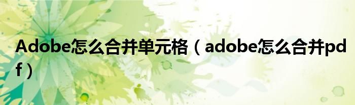 Adobe怎么合并单元格（adobe怎么合并pdf）