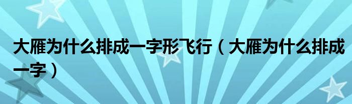 大雁为什么排成一字形飞行（大雁为什么排成一字）