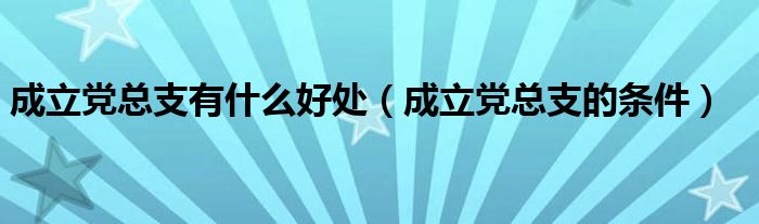 成立党总支有什么好处（成立党总支的条件）