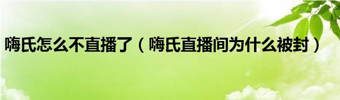 嗨氏怎么不直播了（嗨氏直播间为什么被封）