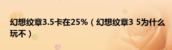 幻想纹章3.5卡在25%（幻想纹章3 5为什么玩不）