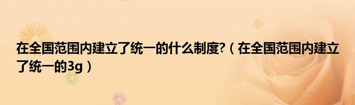 在全国范围内建立了统一的什么制度?（在全国范围内建立了统一的3g）