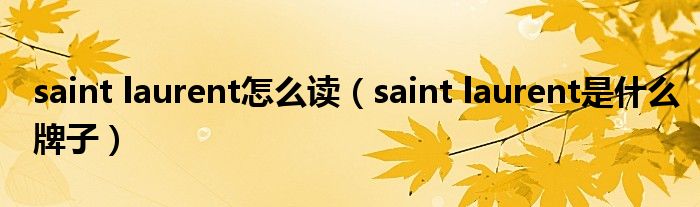 saint laurent怎么读（saint laurent是什么牌子）