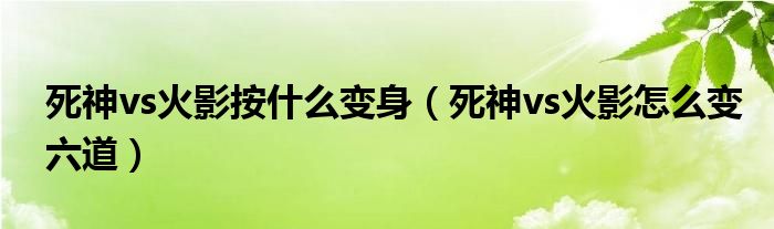 死神vs火影按什么变身（死神vs火影怎么变六道）