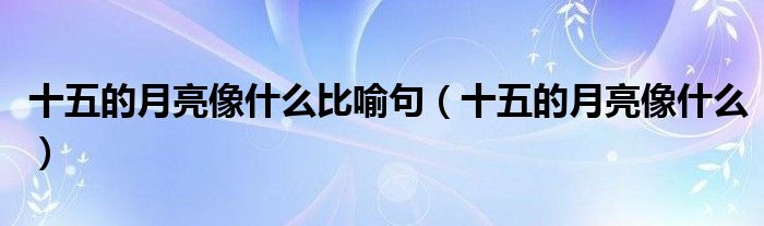 十五的月亮像什么比喻句（十五的月亮像什么）