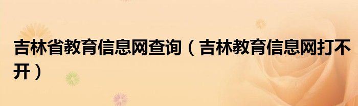 吉林省教育信息网查询（吉林教育信息网打不开）