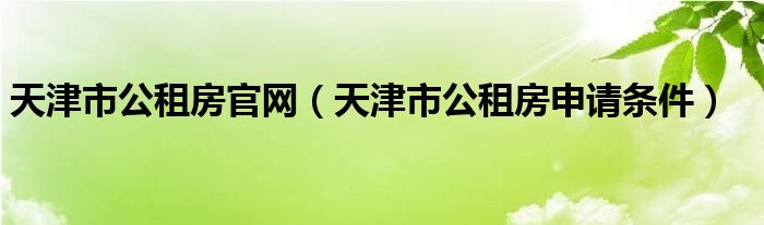 天津市公租房官网（天津市公租房申请条件）