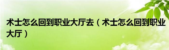 术士怎么回到职业大厅去（术士怎么回到职业大厅）