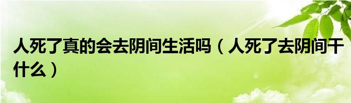 人死了真的会去阴间生活吗（人死了去阴间干什么）