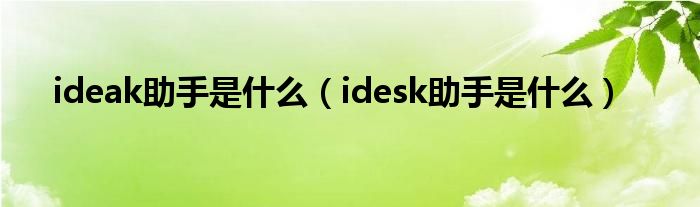 ideak助手是什么（idesk助手是什么）