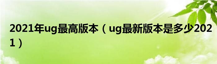 2021年ug最高版本（ug最新版本是多少2021）