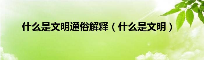 什么是文明通俗解释（什么是文明）