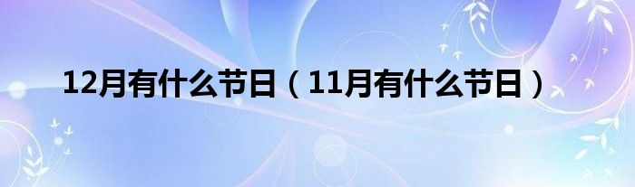 12月有什么节日（11月有什么节日）