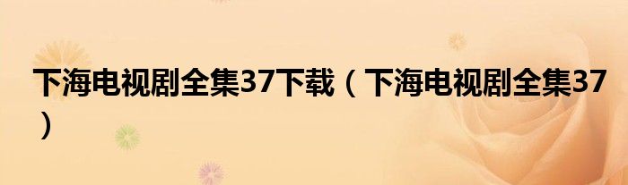 下海电视剧全集37下载（下海电视剧全集37）