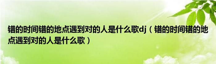 错的时间错的地点遇到对的人是什么歌dj（错的时间错的地点遇到对的人是什么歌）