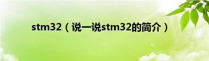 stm32（说一说stm32的简介）