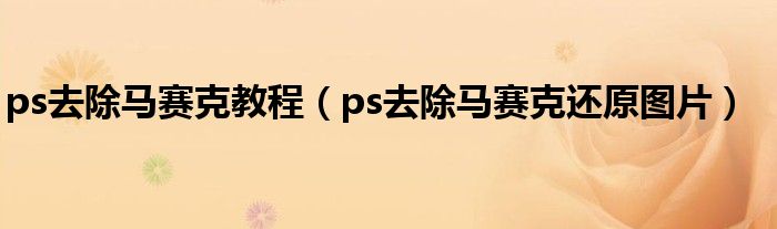 ps去除马赛克教程（ps去除马赛克还原图片）