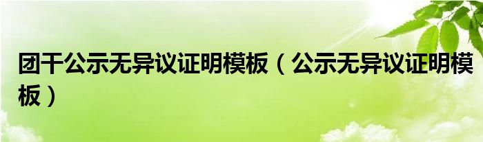 团干公示无异议证明模板（公示无异议证明模板）