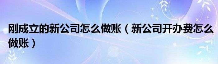 刚成立的新公司怎么做账（新公司开办费怎么做账）