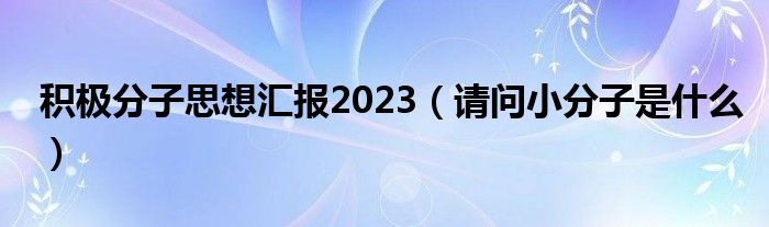 积极分子思想汇报2023（请问小分子是什么）