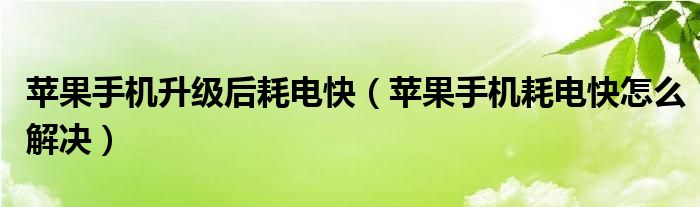 苹果手机升级后耗电快（苹果手机耗电快怎么解决）