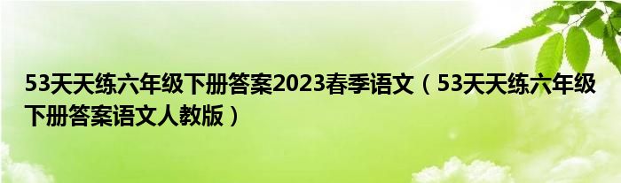 53天天练六年级下册答案2023春季语文（53天天练六年级下册答案语文人教版）