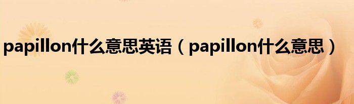 papillon什么意思英语（papillon什么意思）