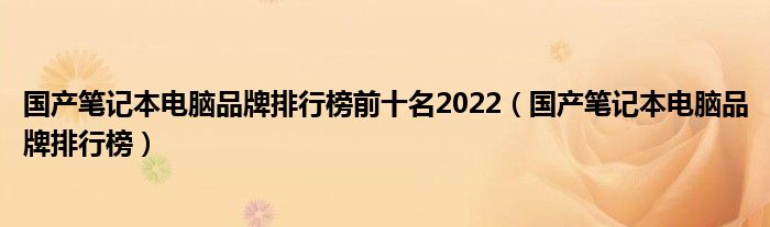 国产笔记本电脑品牌排行榜前十名2022（国产笔记本电脑品牌排行榜）