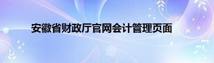 安徽省财政厅官网会计管理页面