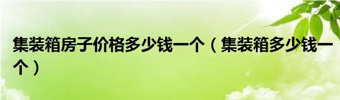 集装箱房子价格多少钱一个（集装箱多少钱一个）