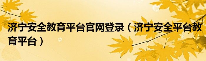 济宁安全教育平台官网登录（济宁安全平台教育平台）