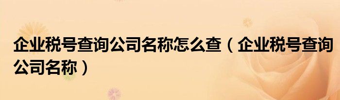 企业税号查询公司名称怎么查（企业税号查询公司名称）